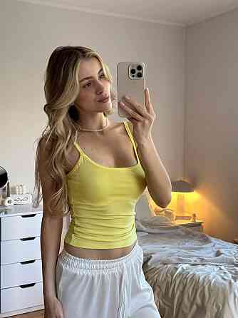 Жіноча базова повсякденна майка на бретелях у стилі sk!ms віскоза Лимонний Одеса