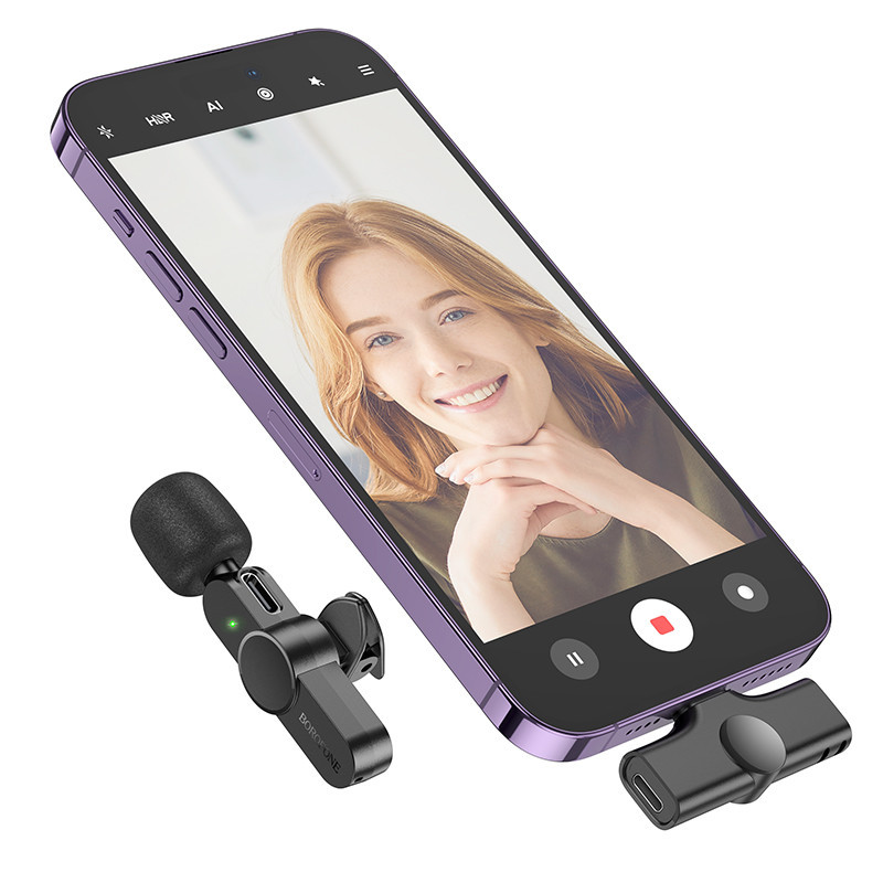 Беспроводная микрофонная система BOROFONE BFK12 Trophy lavalier wireless digital microphone iP Black Одесса - изображение 6