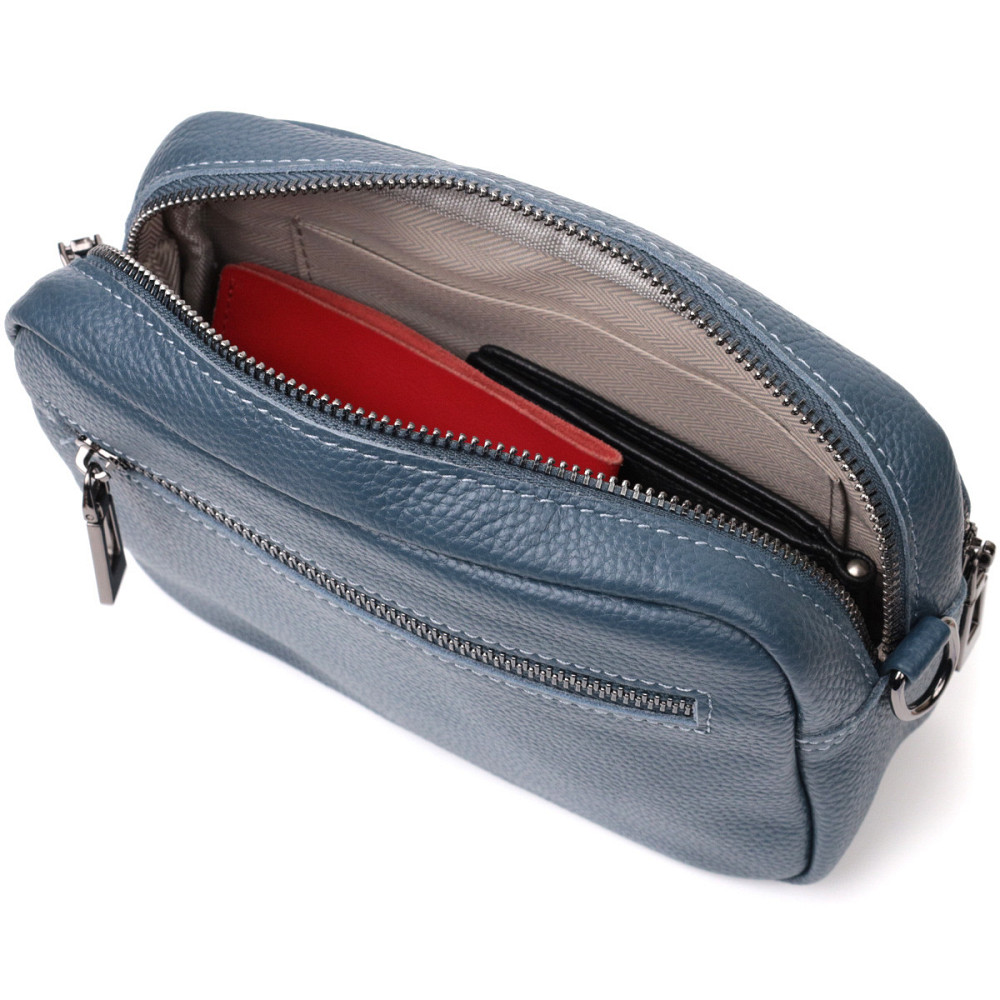 Интересная женская сумка кросс-боди из натуральной кожи Vintage 22297 Синяя Киев - изображение 7