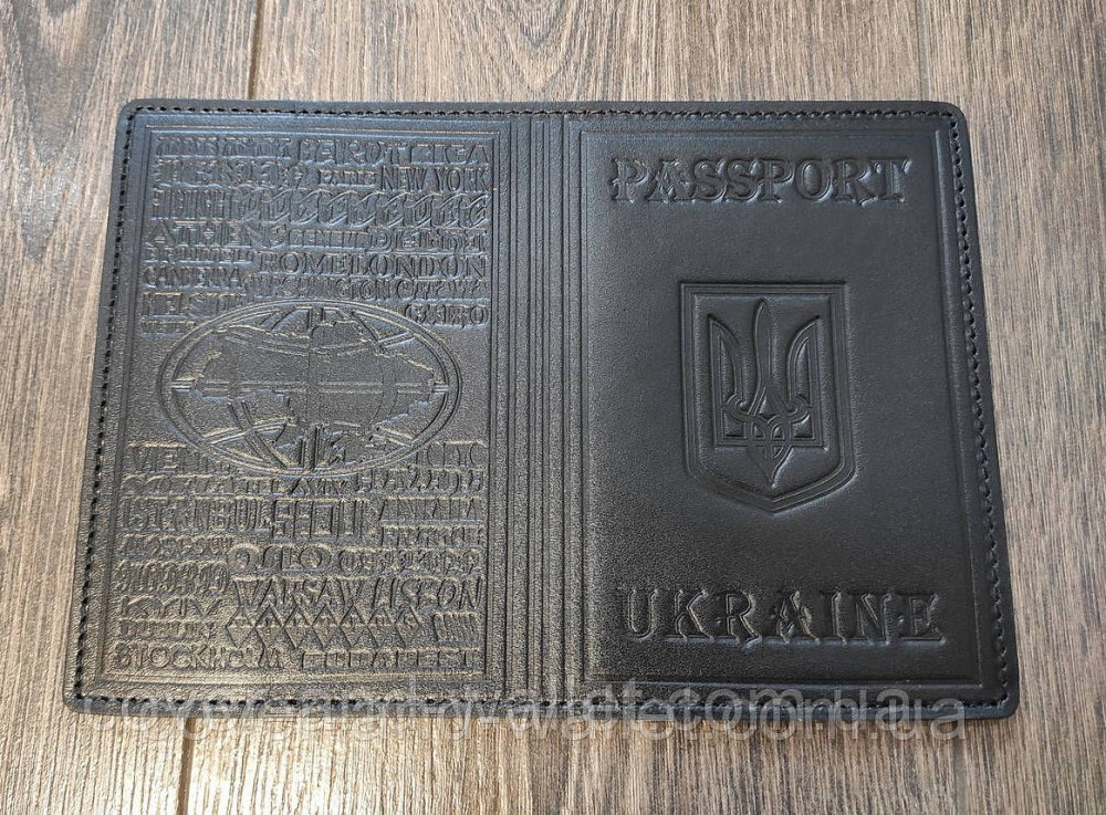 Шкіряна обкладинка на паспорт з тисненням «Герб України» Київ - фото 2