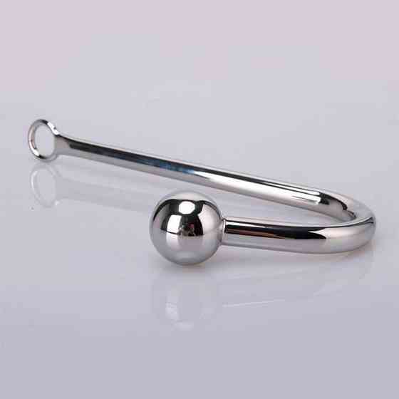 Сталевий анальний гак з кулею - Сріблястий - Анальні іграшки Вінниця