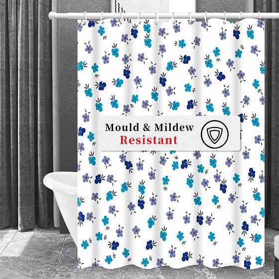 Шторка для ванны из полиэстера водонепроницаемая Bathlux 180x180 см с кольцами, занавеска для ванной комнаты Каменец-Подольский