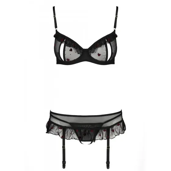 Сексуальний комплект з поясом для панчіх Passion LOVELIA SET L/XL, black Львів