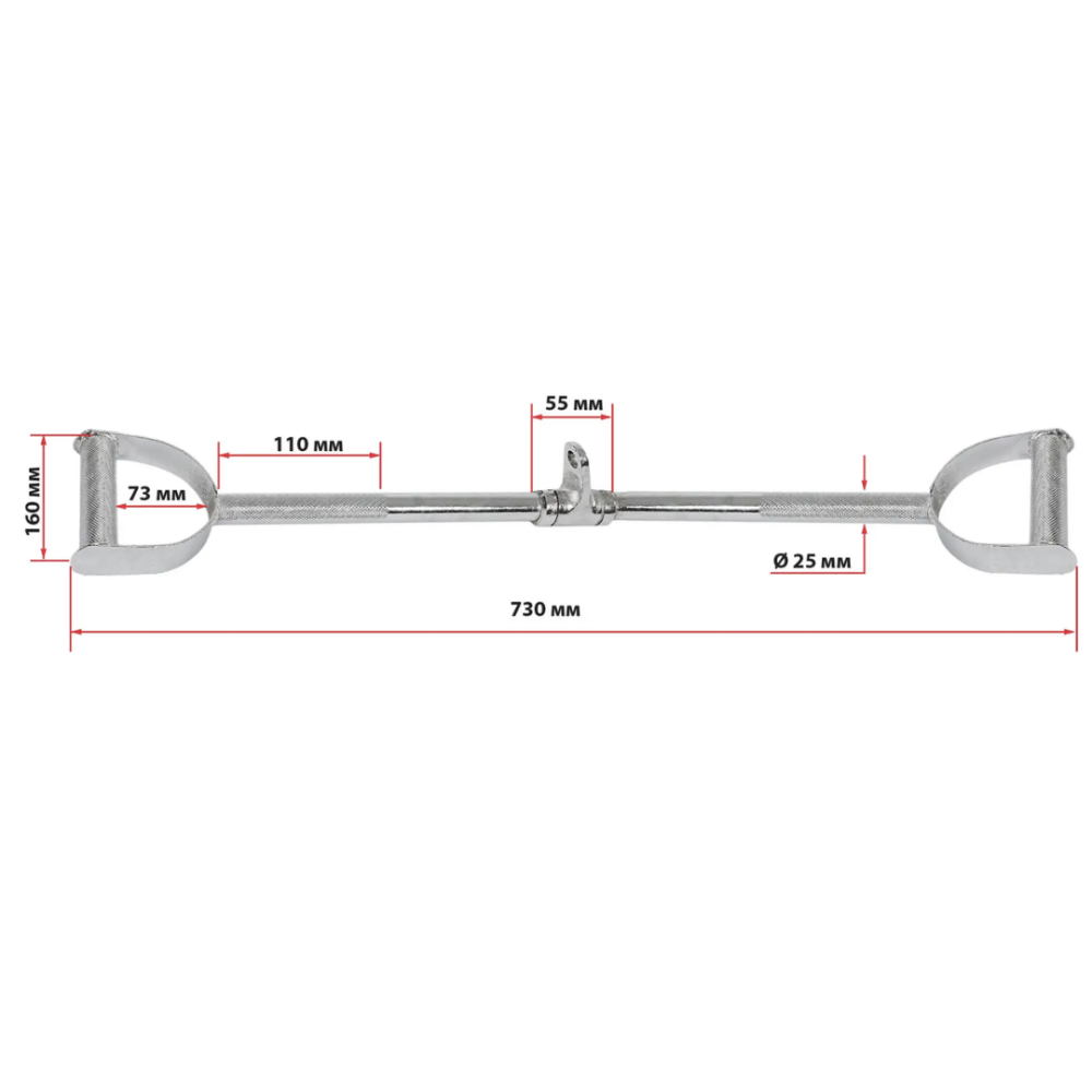 Ручка для верхньої тяги York Fitness 86см з паралельним хватом пряма, хром Киев - изображение 4