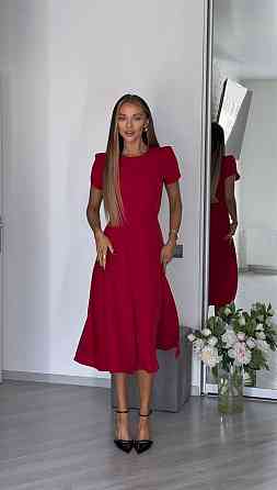 Жіноча стильна романтична сукня з розрізом костюмна червона, 44/46 Одеса