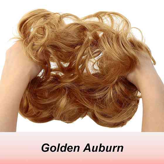Пучок-накладка JJstar Golden Chestnut Brown великий кудрявий з еластичною стрічкою для хвоста 55г натуральний каштановий Київ