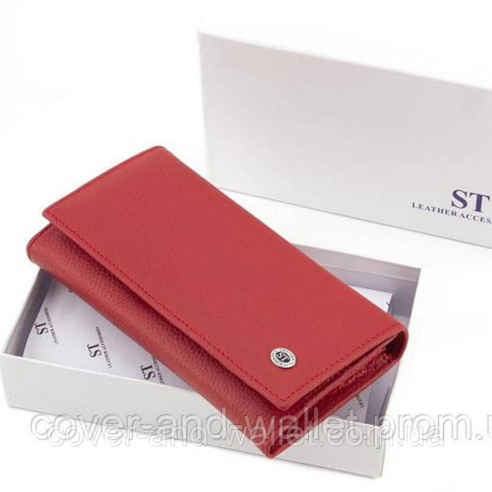 Женский кожаный кошелек среднего размера красный ST 634 Киев - изображение 6