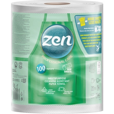 Паперові рушники Zen Professional Care 2 шари 770 відривів 100 м 1 рулон (5944582100312) Вінниця - фото 1