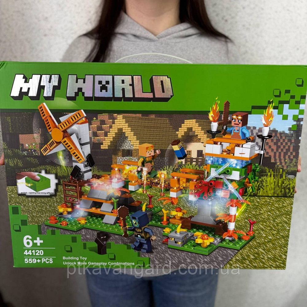 Конструктор Майнкрафт ферма 559 деталей блочний My World 44120 LED підсвічування Хмельницький - фото 1