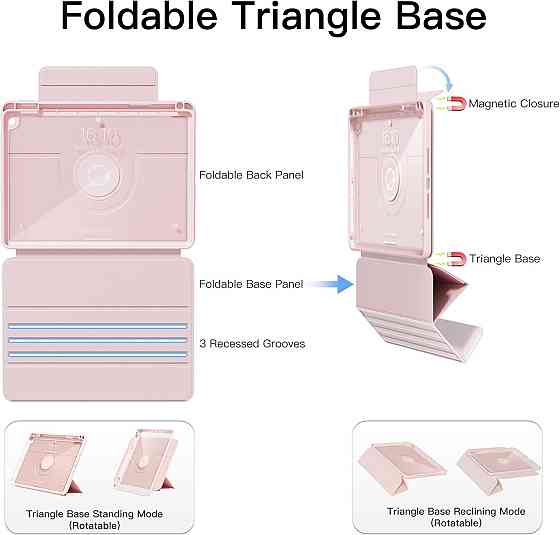 Чехол для iPad 10.2 (7/8/9 поколение) с держателем для Apple Pencil, вращающийся 360°, магнитная подставка, Киев