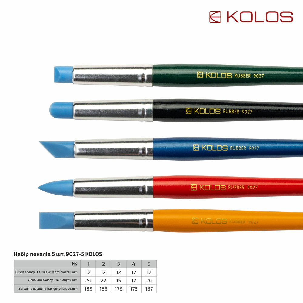 Набор кистей 9027-5 Rubber для пастели 5шт. KOLOS Киев - изображение 2