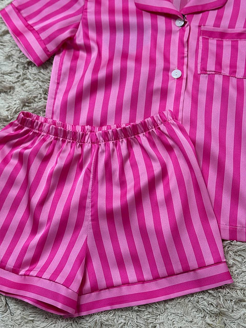 Дитяча піжамка із сатину шорти з сорочкою Малиновий р.134-140 Харків - фото 2