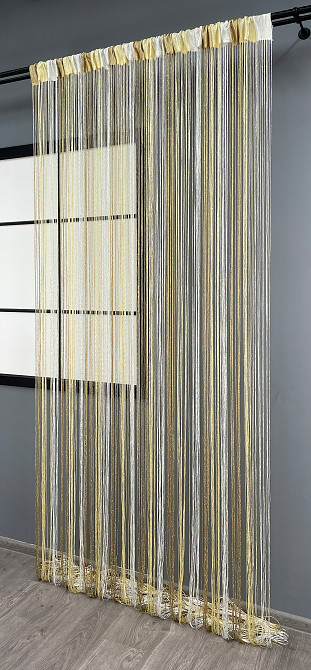 Шторы-нити с люрексом Бежевый с молочным 300х300см 1 шт (61-082) Киев - изображение 4
