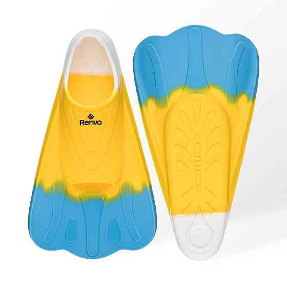 Короткі ласти для тренування в басейні Renvo Criz із закритою п'ятою Жовтий Блакитний 33-35 (SF120-84 33-35) Киев