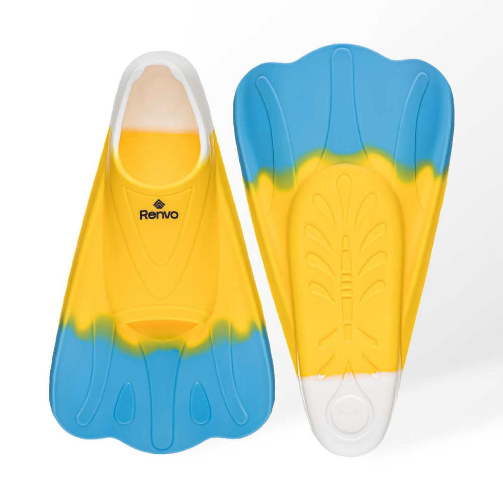 Короткі ласти для тренування в басейні Renvo Criz із закритою п'ятою Жовтий Блакитний 33-35 (SF120-84 33-35) Київ - фото 1