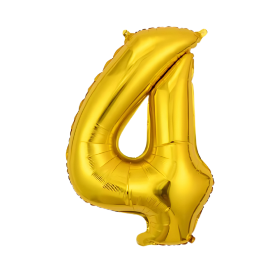 Воздушный шар в виде цифры 4 золотой,32 дюйма, фольгированый, праздничный для дня рождения, годовщин юбилеев Каменец-Подольский
