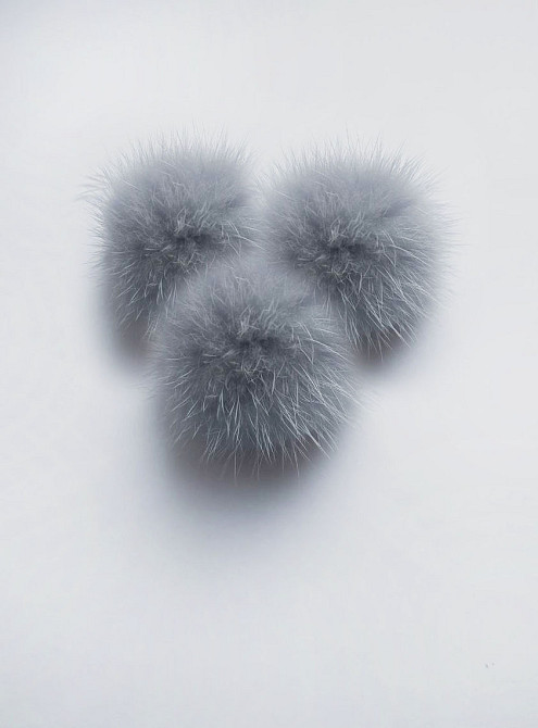 Помпони з натурального хутра норки Сіро-блакитний Харків - фото 1