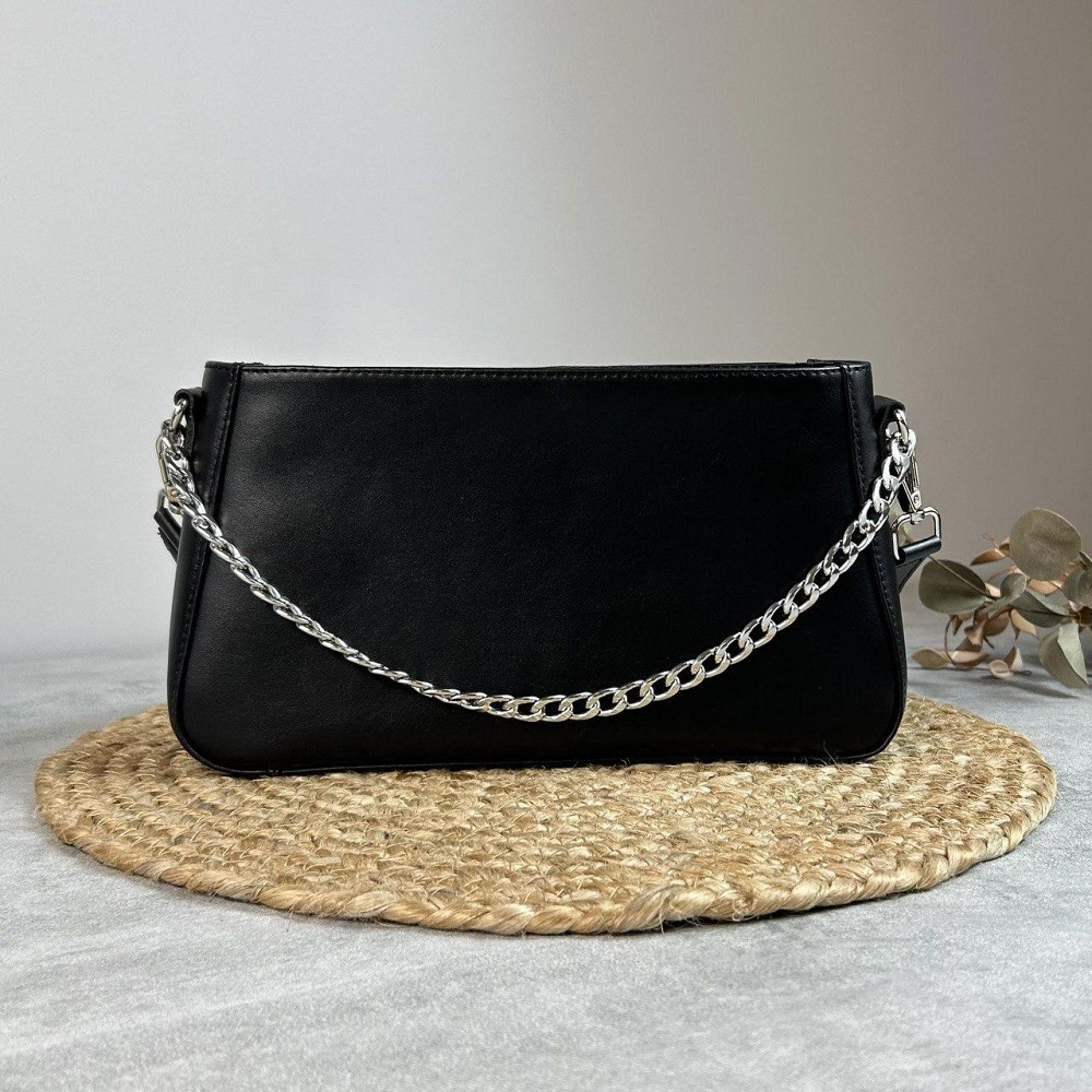 Женская кожаная сумочка, Стильная сумка из натуральной кожи, Маленькая черная сумка на плечеMasterSem Киев - изображение 1