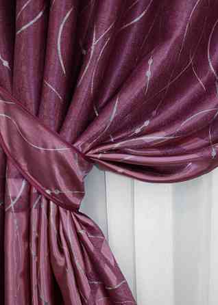 Комплект готовых штор VR-Textil Софт Лиана № 459ш Малиновый 100х270 см 2 шт (31-810) Киев