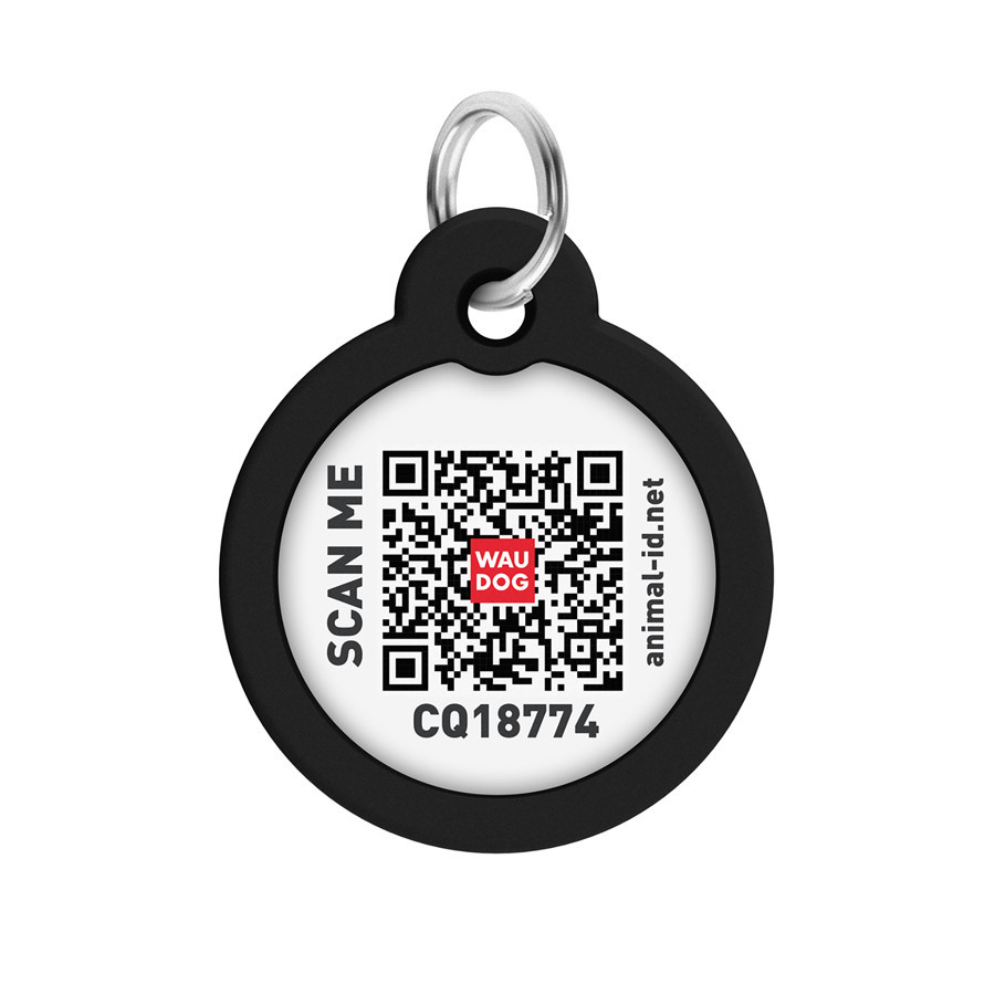 Адресник для собак і котів металевий WAUDOG Smart ID з QR паспортом, малюнок "Леопард", коло, Д 30 мм Київ - фото 3
