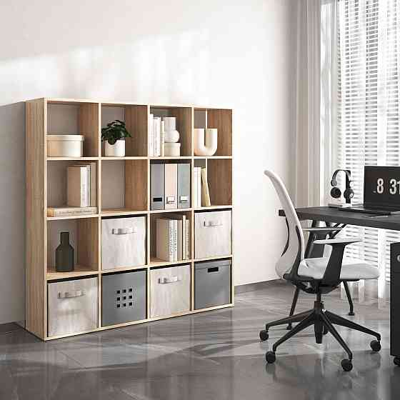 Стелаж VAYS M-14, книжкова полиця з 16 комірками, ЛДСП, 143×29×143 см - для дому, офісу, дитячої або вітальні Львів