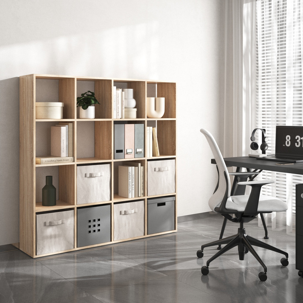 Стелаж VAYS M-14, книжкова полиця з 16 комірками, ЛДСП, 143×29×143 см - для дому, офісу, дитячої або вітальні Львів - фото 4