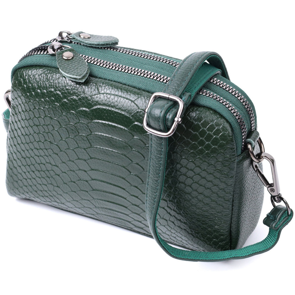 Женская компактная сумка на два отделения из натуральной кожи Vintage 22802 Зеленый Киев - изображение 2