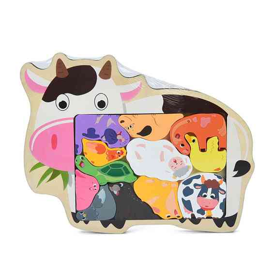Дитячий дерев'яний пазл-вкладиш "Домашні тварини" MD 1500-5 Вінниця