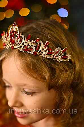 Діадема на обручі Корона золота з червоними каменями Кривий Ріг