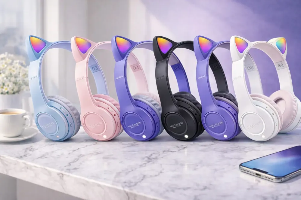 Беспроводные наушники с кошачьими ушками и лед подсветкой Cat Ear Y47 Led, Bluetooth наушники с микрофоном Коломыя - изображение 2