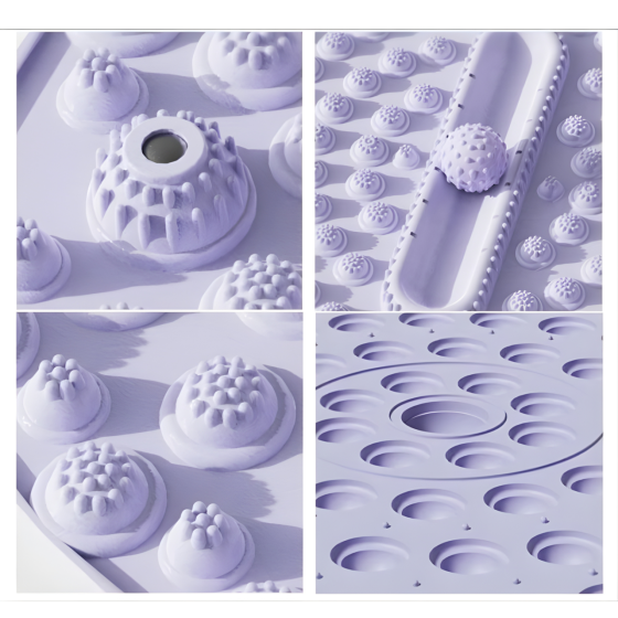 Килимок для масажу ніг круглий 55х55 см акупунктурний масажний для: йоги, стоп акупунктурних точок і тіла, фіолетовий Кам'янець-Подільський