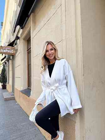 Жіночий теплий базовий кардиган із поясом турецька ангора-в'язка Білий, 46/48 Одеса