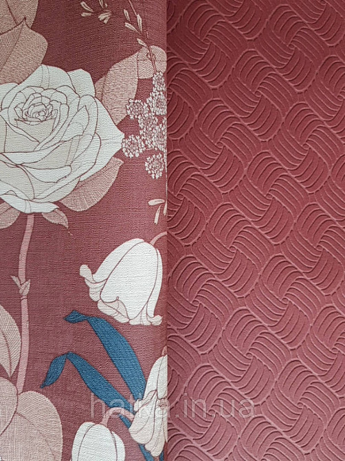 Шпалери вінілові Lutece Melody 51197310 геометрія смуги фігури структурні бордові Київ - фото 2