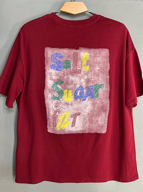 Футболка женская Y-Q 4047 оверсайз бордовая с принтом, бордовый, one size Киев - изображение 6