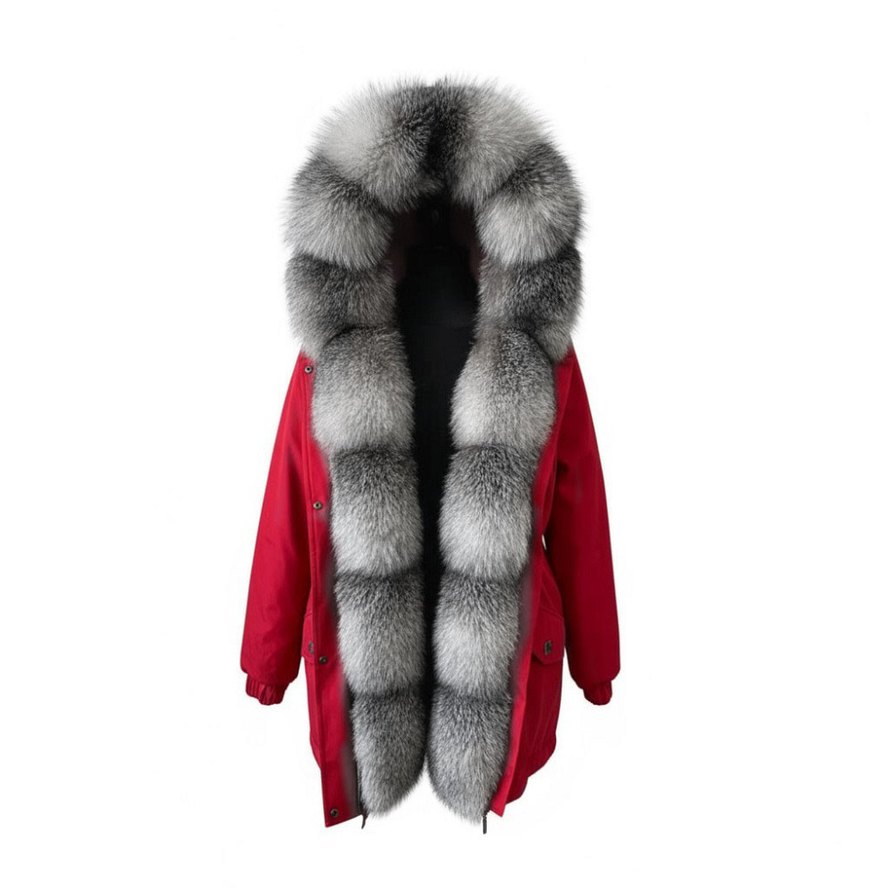 Парка женская с мехом блюфрост Красный р54 75см Харьков - изображение 4