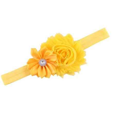 Повязочка на голову дитяча, помаранчева гумка, квітка жовтий - декор 9см, розмір універсальний (на резинці) Київ