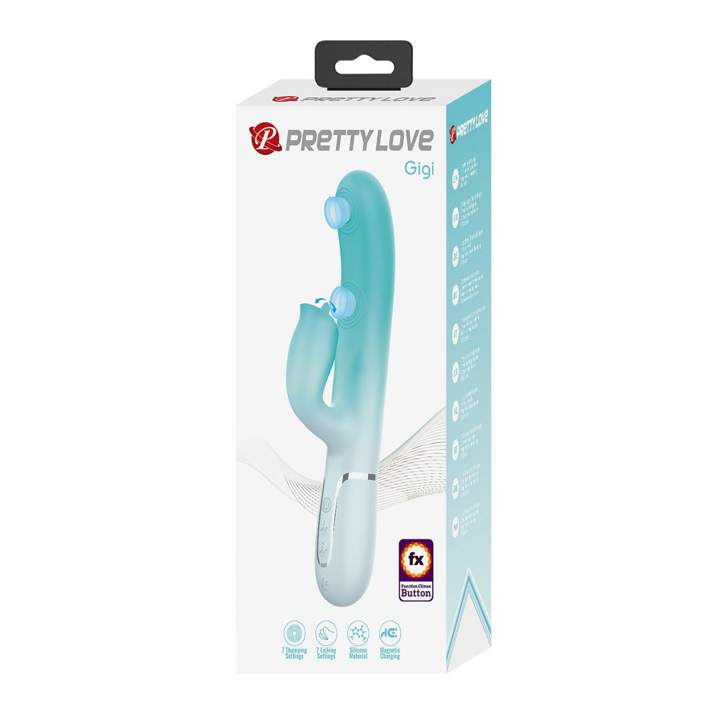 Пульсатор с клиторальным стимулятором Pretty Love - Gigi Light Green, 7 thumping functions 7 licking modes, Sex Aura Киев - изображение 2