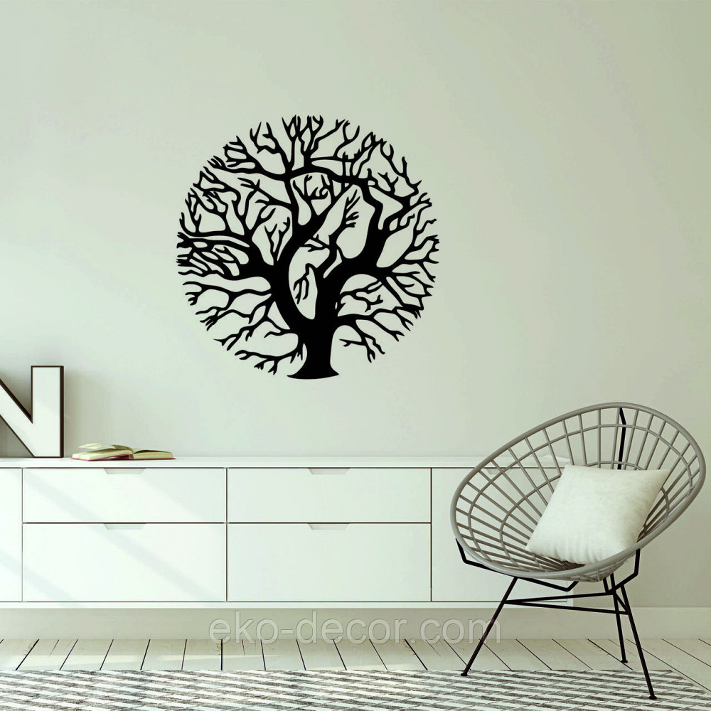 Декоративное настенное 3D Панно «Дерево в кругу» Декор на стену с объемом 90*90 см, Черный Киев - изображение 5
