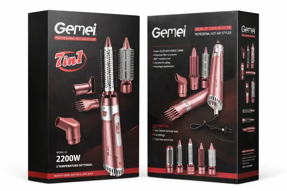 Стайлер фен для волос браш щетка 7 в 1 для сушки и укладки 2200Вт профессиональный Gemei GM-4831 Коломыя - изображение 2