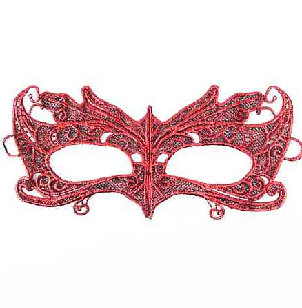 Маска із мережива маскарадна унісекс 18 на 9 см червоний Київ