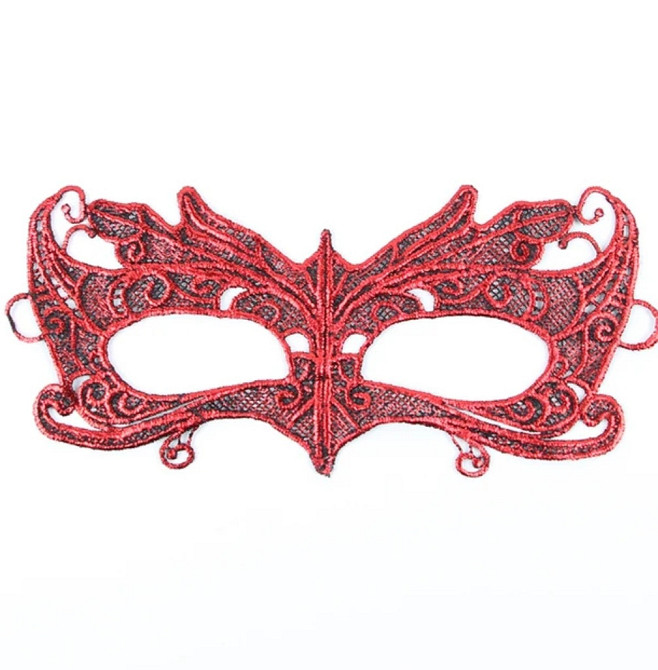 Маска из кружева маскарадная унисекс 18 на 9 см красный Киев - изображение 1