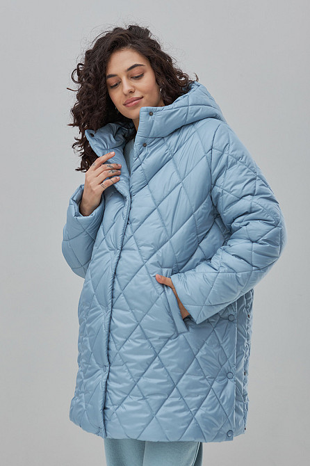 Куртка для вагітних стьобана з боковим розширювачем для животика майбутніх мам S (44) Akari Юла Мама блакитний Кривий Ріг - фото 8