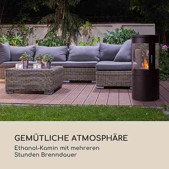 Еталоловий камін Fiamme Circulo, пальник із неіржавкої сталі, 1,2 літра, час горіння 4-5 годин, чорний Рівне