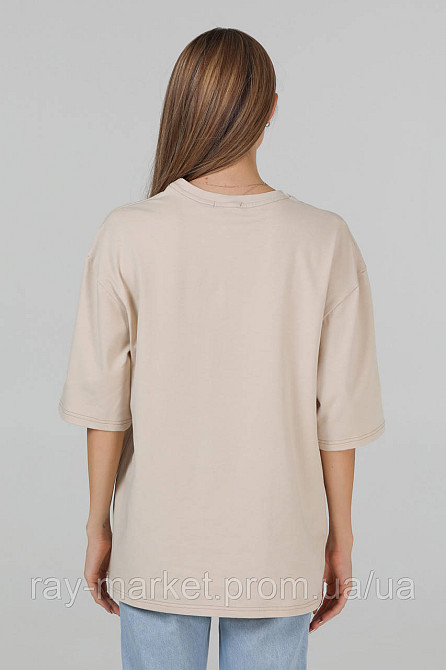Футболка оверсайз RAY OVERSIZE женская бежевая (U0104W-Cream) Киев - изображение 4
