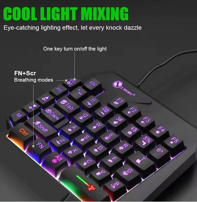 Ігрова клавіатура з RGB для ноутбука, смартфона, планшета, ПК. Київ - фото 1