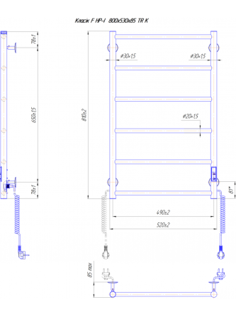 Электрический полотенцесушитель Mario Классик F HP-I 800x530 TR К таймер-регулятор, черный мат Киев