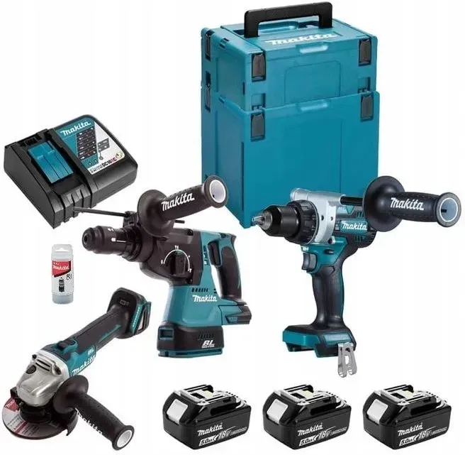Makita DLX3157TJ akumulatorowy zestaw Combo 18V 3x5,0Ah Li-Ion (DDF486+DGA506+DHR243) w walizkach Київ - фото 1