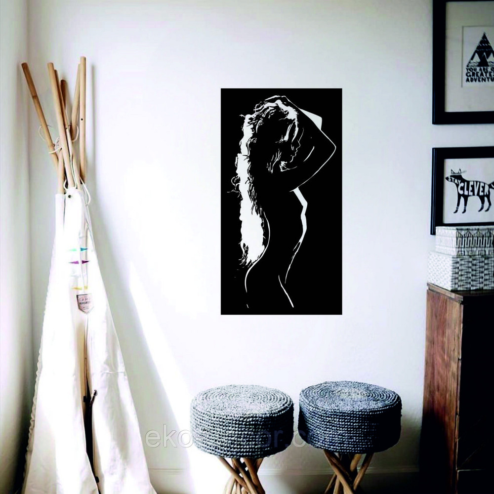 Декоративное настенное Панно «Силуэт женщины», Декор на стену 90*48 см, Черный Киев - изображение 7