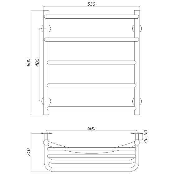 Рушникосушарка UNIO Op W 600-500-5 Олівія з полицею вода Київ