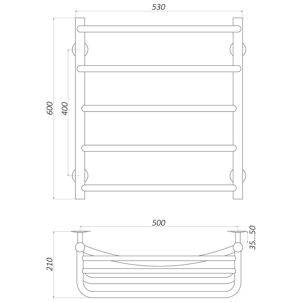 Рушникосушарка UNIO Op W 600-500-5 Олівія з полицею вода Тернопіль - фото 5